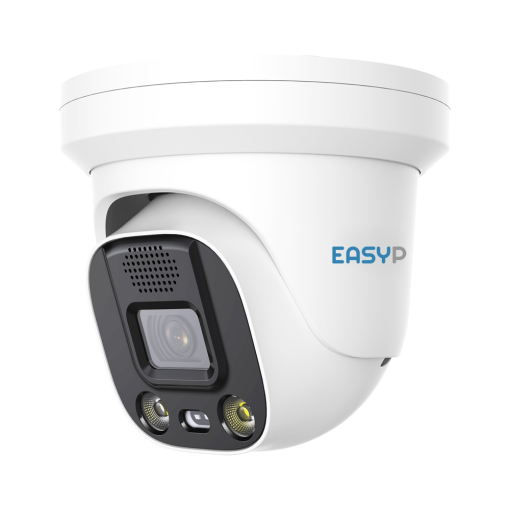 Easy-P EP-IPT221A-8-SL Cámara Turret IP AI EASY-P8MP | Lente 2.8 mmIR 40 m | Luz blanca 30 m | Mic | AltavozPlug