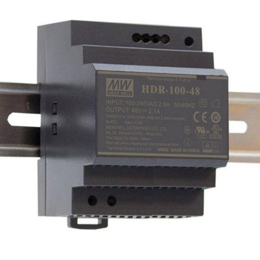 Mean Well HDR-100-12N – Dimensiones y peso: 70x90x54,5mm / 0,270Kg