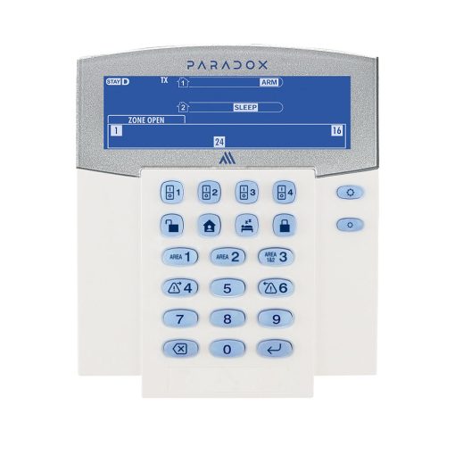 Paradox K38M-3YS Teclado LCD inalámbrico bidireccional de 32 zonas 2 particiones | 4 teclas de activación PGM