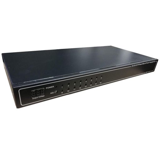 Folksafe KAS-DC121620-1U Fuente de alimentación CCTV RACK 1U 12V 20A | 16CH/Salidas | PFC | RACK 1U | Salida 12VCC, 20A
