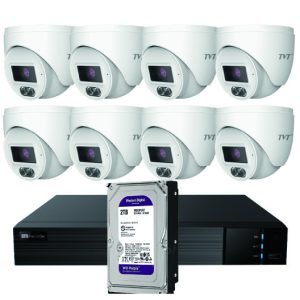 TVT KIT DOMO IP TVT 8CH Kit CCTV IP NVR 8CH PoE + 8 Domos 4MP 2.8mm + HD4TB
