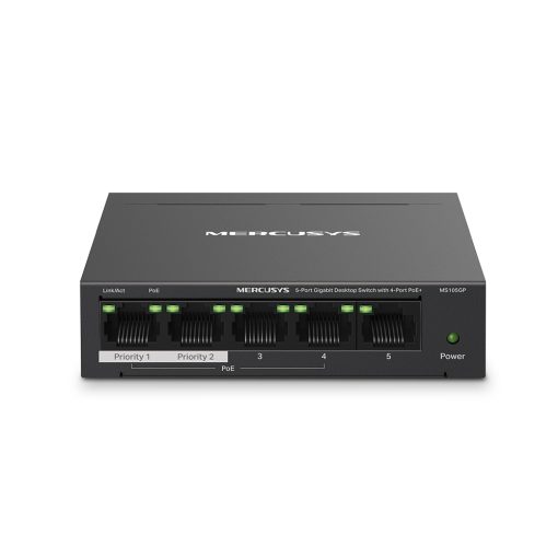 TP-Link MS105GP Switch Gigabit de 5 puertos Mercusys con 4 puertos PoE+