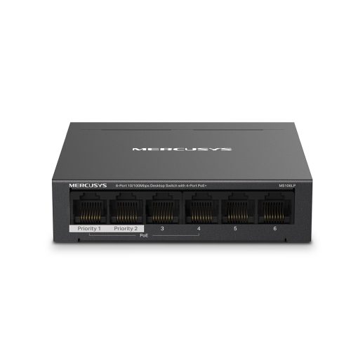 TP-Link MS106LP Switch Fast Ethernet Mercusys de 6 puertos con 4 PoE+