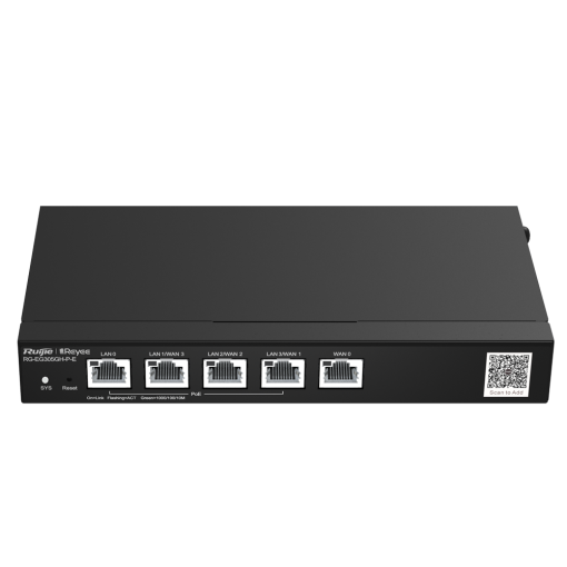 Reyee RG-EG305GH-P-E Reyee Router PoE Controlador Cloud - 4 Puertos PoE+ LAN + 1 Puerto WAN - 5 Puertos RJ45 10/100