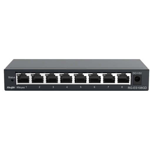 Reyee RG-ES108GD Reyee Switch Sobremesa - Carcasa Metal - 8 puertos RJ45 - Velocidad 10/100/1000 Mbps - Plug