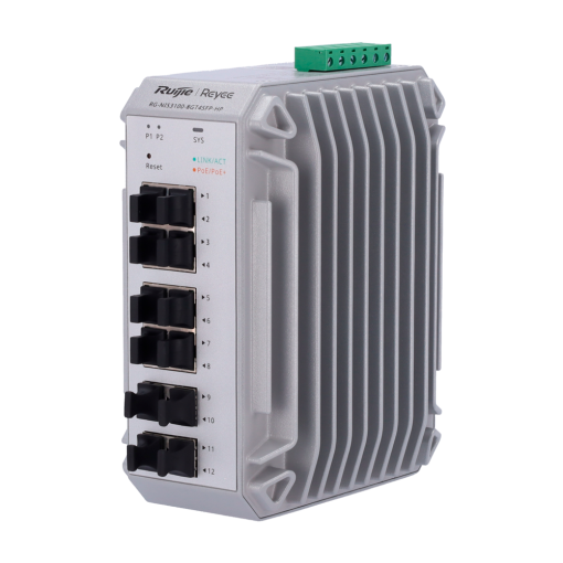 Reyee RG-NIS3100-8GT4SFP-HP Ruijie Cloud Managed Industrial L2 Switch - 12 Puertos Totales (8 GE / 4 Uplinks 1G SFP) -