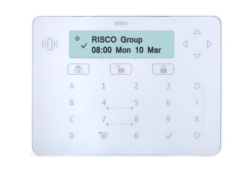 Risco RPKELPWT000B Teclado táctil Elegant con Lector de Proximidad de Grado 3, blanco, para LightSYS+ (no incluye tags de
