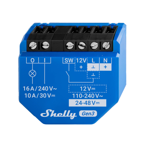 Shelly SH-1-GEN3 Relé Shelly 1 Gen3 - Controlador Inteligente - Relé de 1 canal / Contacto Seco - WiFi 6 2.4GHz