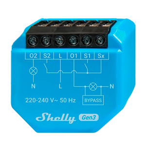 Shelly SH-2L-GEN3 Relé Shelly 2L Gen3 - Controlador Inteligente - Relé de 2 canales / No necesita Neutro - WiFi