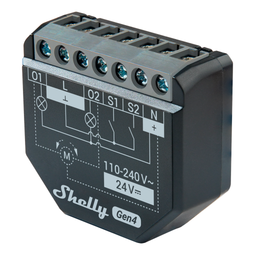 Shelly SH-2PM-GEN4 Relé Shelly 2PM Gen4 - Controlador de persianas / toldos - Relé de 2 canales independientes -
