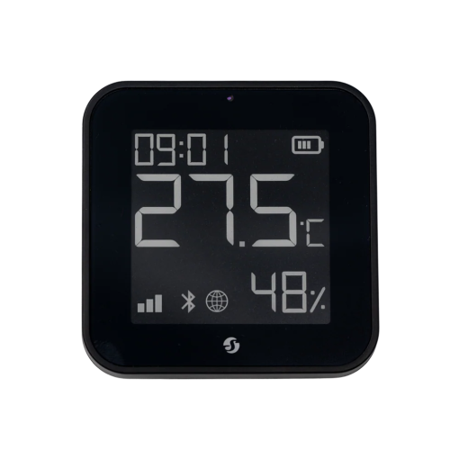 Shelly SH-BLU-HT-DISPLAY-ZB-B Shelly BLU H&T Display ZB Negro - Sensor de humedad y temperatura - Pantalla de tinta