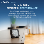 Shelly SH-BLU-HT-DISPLAY-ZB-B Shelly BLU H&T Display ZB Negro - Sensor de humedad y temperatura - Pantalla de tinta