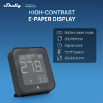 Shelly SH-BLU-HT-DISPLAY-ZB-B Shelly BLU H&T Display ZB Negro - Sensor de humedad y temperatura - Pantalla de tinta