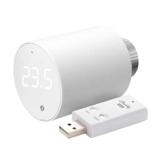 Shelly SH-BLU-TRVX1-SH-BLU-GATEWAY-GEN3 Shelly BLU TRV x1 + Shelly Blu Gateway Gen3 - Cabezal termostático inteligente para Radiador -