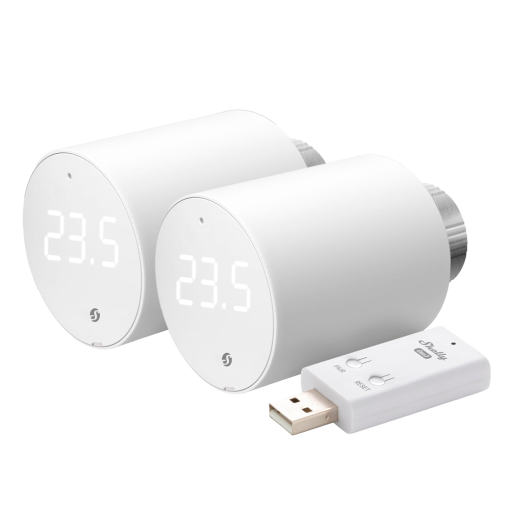 Shelly SH-BLU-TRVX2-SH-BLU-GATEWAY-GEN3 Shelly BLU TRV x2 + Shelly Blu Gateway Gen3 - Cabezal termostático inteligente para Radiador -
