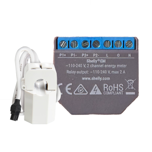 Shelly SH-EM-50A Shelly EM + 50A - Medición de 2 canales / Pinza 50A Incluida - Control de contactor mediante