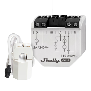 Shelly SH-EM-GEN3-50A Shelly EM Gen3 + 50A - Medición de 2 canales / Pinza 50A Incluida - Control de contactor