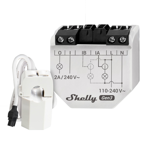 Shelly SH-EM-GEN3-50A Shelly EM Gen3 + 50A - Medición de 2 canales / Pinza 50A Incluida - Control de contactor