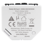 Shelly SH-EM-GEN3-50A Shelly EM Gen3 + 50A - Medición de 2 canales / Pinza 50A Incluida - Control de contactor