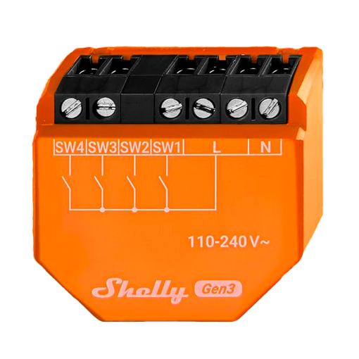 Shelly SH-I4-GEN3 Shelly i4 Gen3 - 4 Entradas Digitales / Escenas / Multi-clic - Permite hasta 4 interruptores o