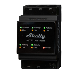 Shelly SH-LAN-SWITCH Shelly LAN Switch - Añade 5 puertos RJ45 a tu cuadro eléctrico - Formato optimizado para