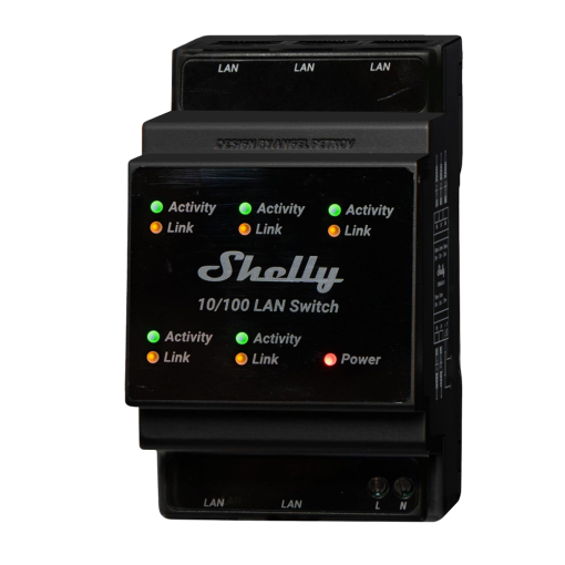 Shelly SH-LAN-SWITCH Shelly LAN Switch - Añade 5 puertos RJ45 a tu cuadro eléctrico - Formato optimizado para