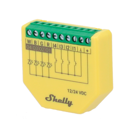 Shelly SH-PLUS-RGBW-PM Shelly Plus RGBW PM - Control de tiras LED RGBW - Admite RGBW / 4 canales de blanco