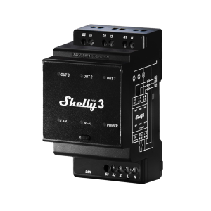 Shelly SH-PRO-3 Relé Shelly Pro 3 - Controlador Inteligente Carril DIN - Relé de 3 canales Independientes /