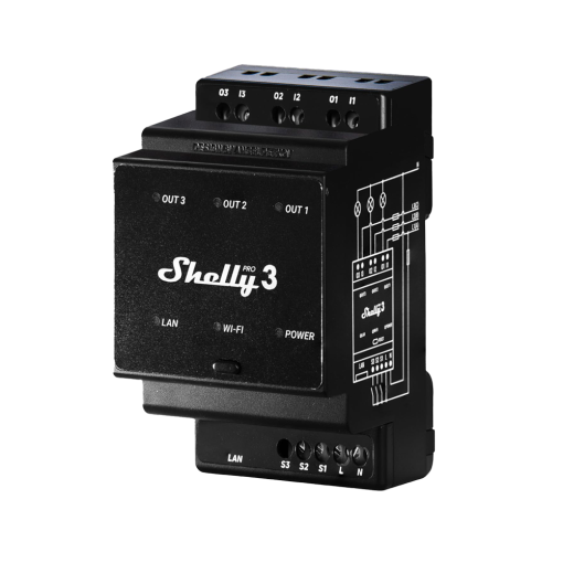 Shelly SH-PRO-3 Relé Shelly Pro 3 - Controlador Inteligente Carril DIN - Relé de 3 canales Independientes /