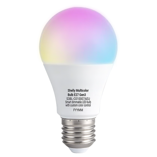 Shelly SH-RGB-BULB-E27-GEN3 Shelly Multicolor Bulb E27 Gen3 - Paleta de 16 millones de colores configurables - Ajuste de