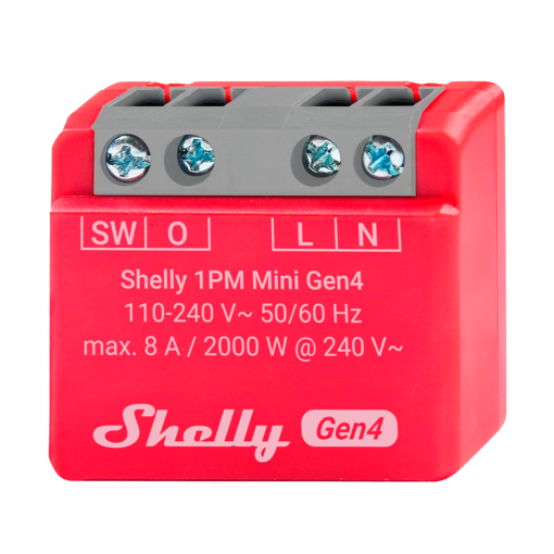 Shelly SH-SL-1PM-MINI-GEN4 Relé Shelly 1PM Mini Gen4 - Controlador Inteligente - Relé de 1 canal / Medición de Consumo -