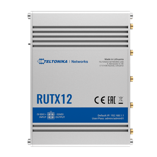 Teltonika TK-RUTX12 Router Industrial Dual LTE Cat 6 hasta 600 Mbps - Failover instantáneo con doble SIM y eSIM -
