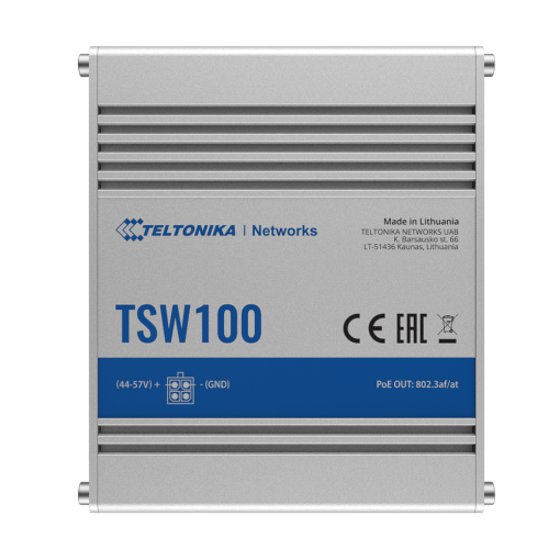 Teltonika TK-TSW100 Teltonika Switch PoE No gestionable Industrial - 5 puertos Ethernet RJ45 Gigabit - 4 Puertos