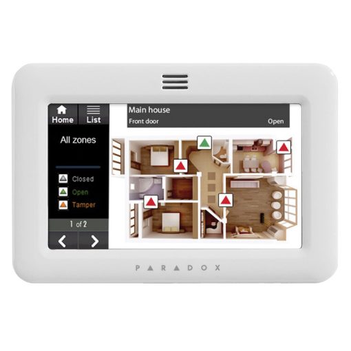 Paradox TM50-WH+SOL Teclado de Grado 3 con pantalla táctil con sensores de temperatura y humedad integrados y licencia de planos incluida