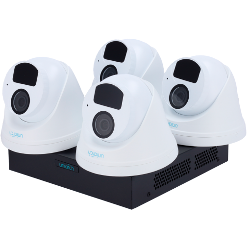 Uniarch UV-KIT118-T42POE Kit de Videovigilancia Uniarch - NVR 8CH PoE - 4 Cámaras Turret IP67 - 2 MP | 2.8 mm | IR 30 m