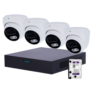 Uniarch UV-NVRKIT108T-4 Kit de Videovigilancia Uniarch - NVR 8 canales IP | 1 TB HDD - 4 Cámaras Turret IP67 - Plug