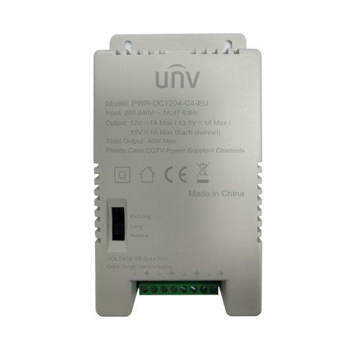 Uniview UV-PWR-DC1204-C4-EU Fuente de alimentación multicanal Uniview - 4 canales - Salida 12VDC 4A (1A / canal) / 40W -