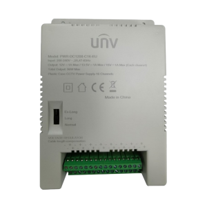Uniview UV-PWR-DC1208-C16-EU Fuente de alimentación multicanal Uniview - 16 canales - Salida 12VDC 8A (0.5A / canal) / 96W