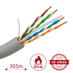 Uniview UV-UTP6-300-BC24AWG-DCA-B-W Uniview cable UTP categoría 6 - Conductor OFC,100% cobre - Diámetro 24 AWG-0,50mm -