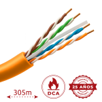 Uniview UV-UTP6-305-BC-LSZH-Dca-OR Cable UTP rígido libre de halógenos - Categoría 6 - Cumple con 90m Fluke test - Conductor OFC