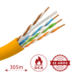 Uniview UV-UTP6-305-LSZH-Dca-OR Cable UTP uniview libre de halógenos - Categoría 6 - Cumple con 90m Fluke test - Rollo de 305