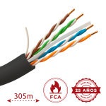 Uniview UV-UTP6-305-OUTDOOR Cable UTP rigido Uniview - Categoría 6 - Cumple con 90m Fluke test - Conductor CCA 23AWG -
