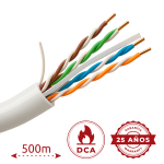 Uniview UV-UTP6-500-BC24AWG-DCA-R-W Uniview cable UTP categoría 6 - Conductor OFC,100% cobre - Diámetro 24 AWG-0,53mm -