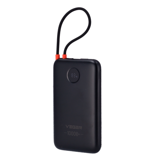 Veger VG-W1189 VEGER Power Bank con pantalla LCDCapacidad 10000mAhEntradas USB-C y cable integradoSalidas