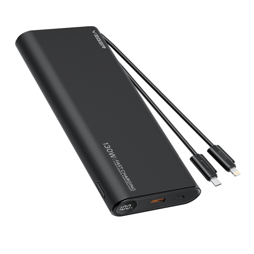 Veger VG-W2503-T130 VEGER Power bank con pantalla LCDCapacidad 25000mAhEntradas USB-C y Cables IntegradosSalidas
