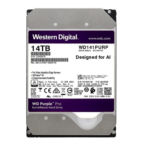 Western Digital WD142PURP Disco duro | especial videovigilancia | 14TB | Capacidad 14 TB | Interfaz SATA 6 Gb/s,Caché