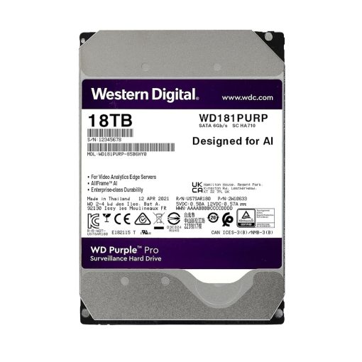 Western Digital WD181PURP Disco duro | especial videovigilancia | 18TB | Capacidad 18 TB | Interfaz SATA 6 Gb/s,Caché
