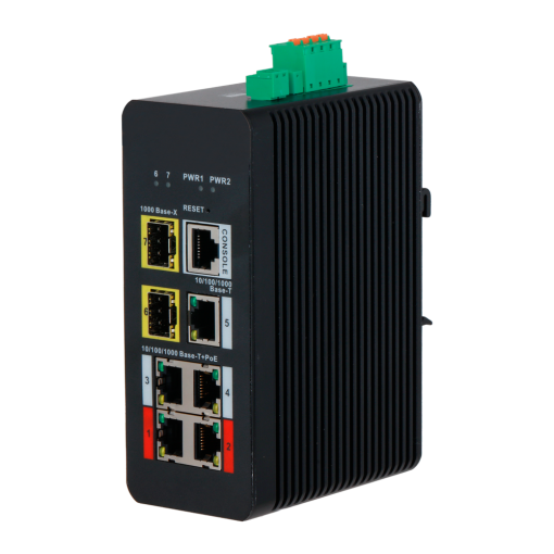 X-Security XS-SWI0704HIPOE-MGF-120-DIN X-Security Industrial L2 Managed Switch - 7 Puertos Totales (4 PoE GE / 1 GE / 2 SFP) -