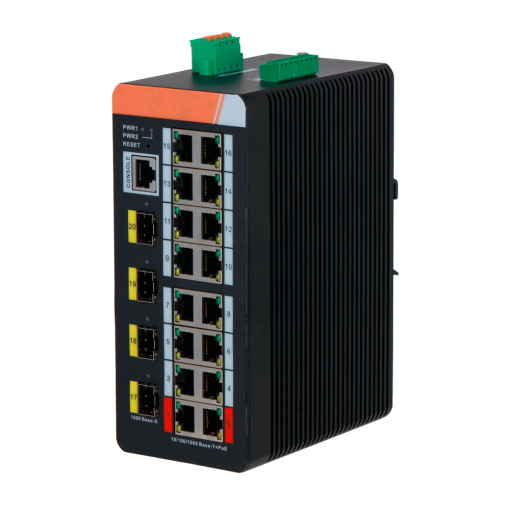 X-Security XS-SWI2016HIPOE-MGF-240-DIN X-Security Industrial L2 Managed Switch - 20 Puertos Totales (16 PoE GE / 4 Uplinks 1G SFP) -