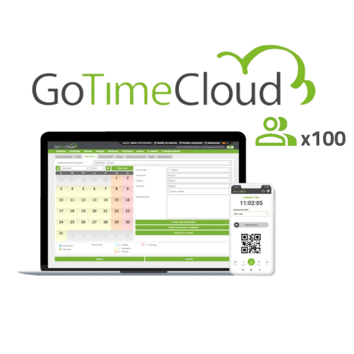ZKTeco ZK-GOTIMECLOUD-100 Licencia nube control de presencia - 100 usuarios / 100 APPs incluidas - Fichajes remotos con